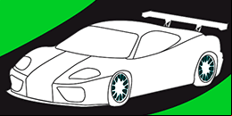 Desenhos infantis gratis para colorir e pintar online: Carro de corrida! Jogos de Colorir